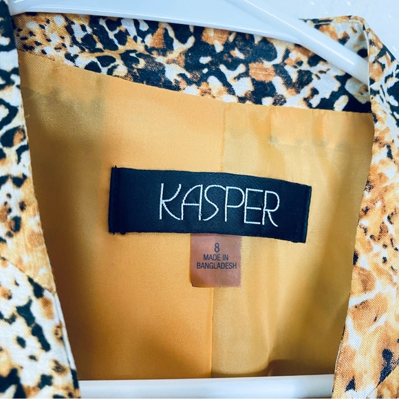 Kasper Snake Print Gold Boho Open Front Shimmer Blazer Jacket 8 - Picture 6 of 6